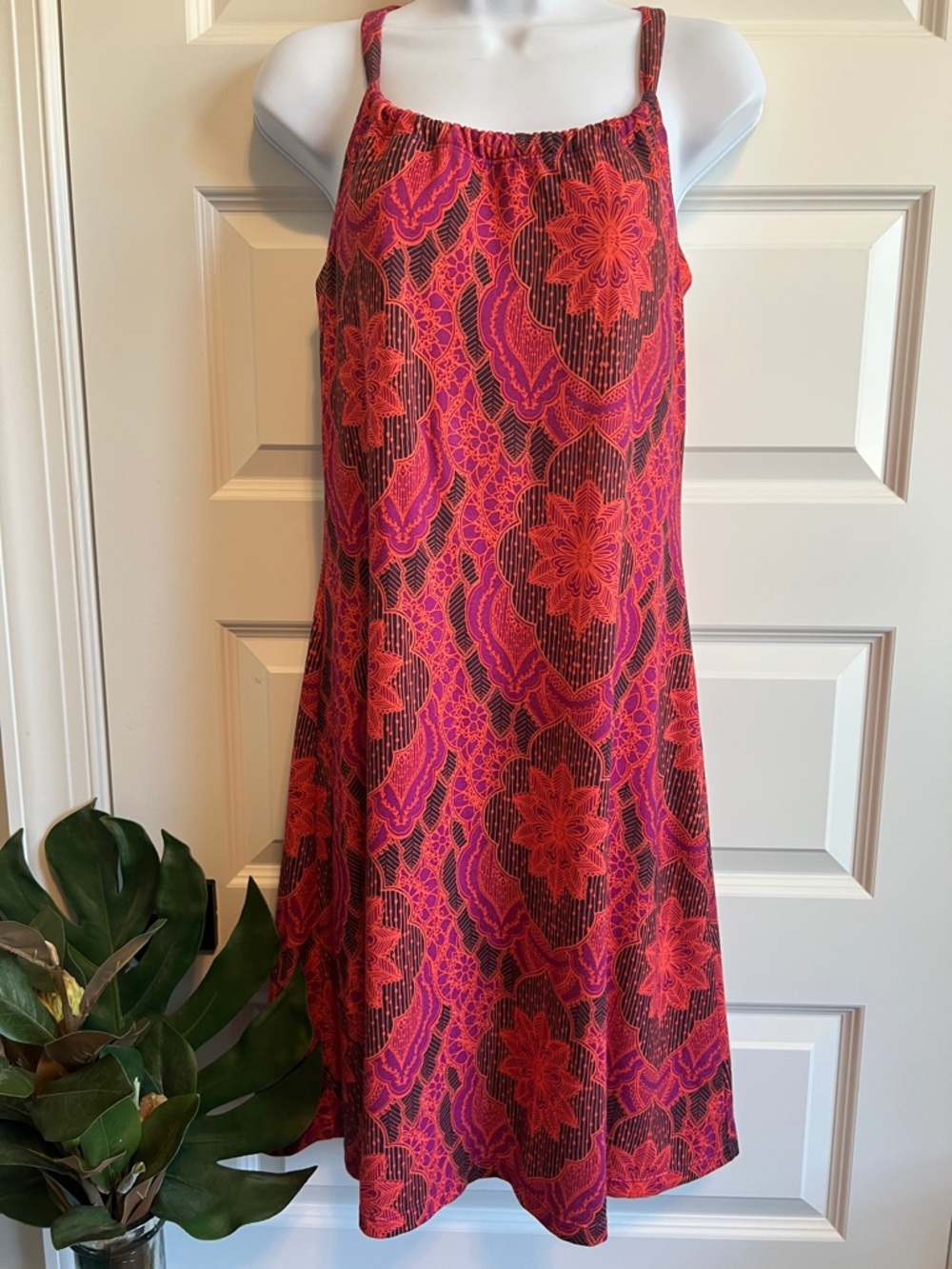 PRANA Quinn Sport Mini Dress Built In Bra Small Medium Purple Orange Black